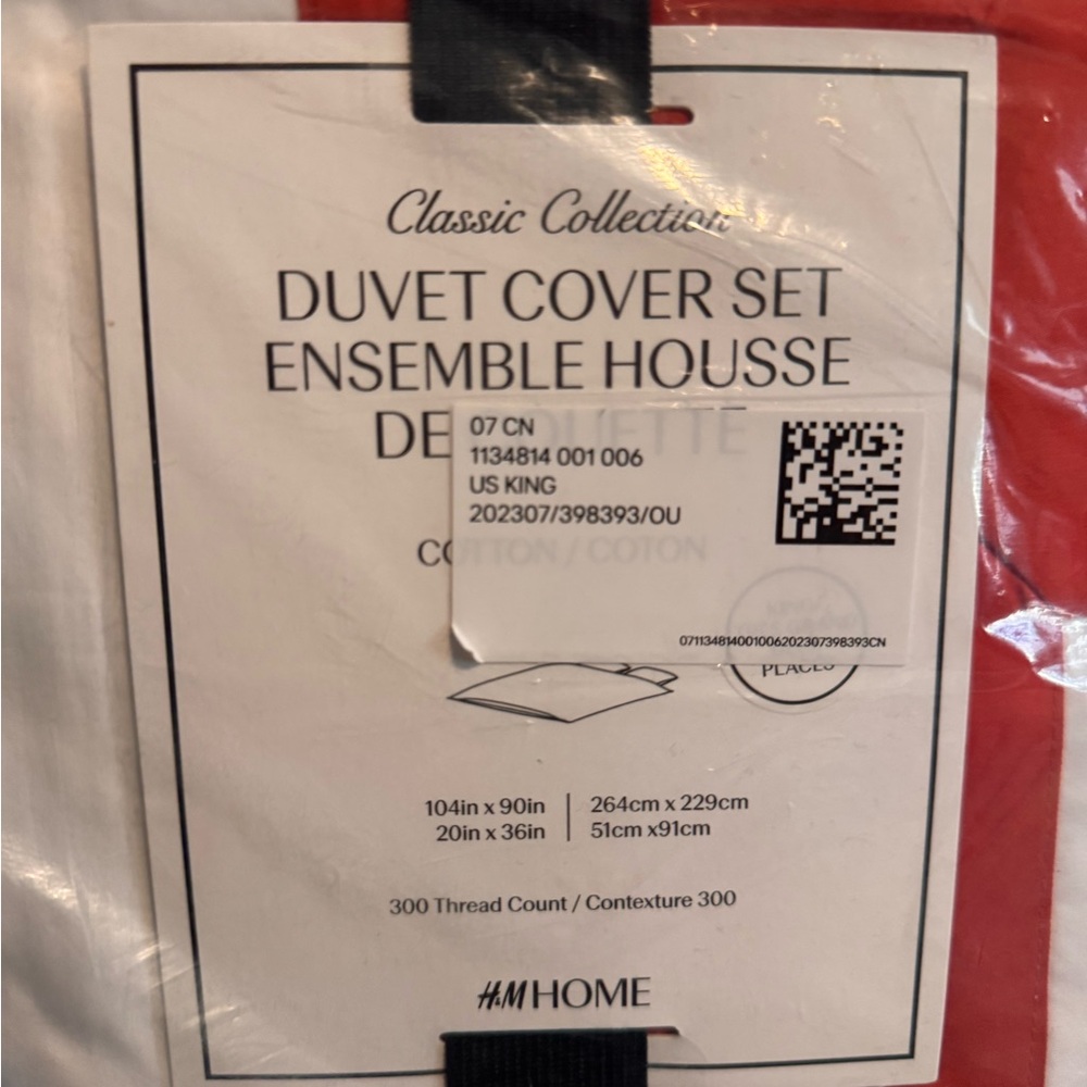 H&M Classic Collection Duvet Cover Set - Red/Orange and White